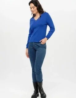 Christine Laure Pulls|Maille*Pull bleu roi col irisé