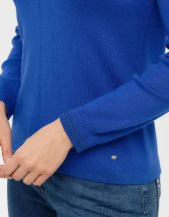 Christine Laure Pulls|Maille*Pull bleu roi col irisé