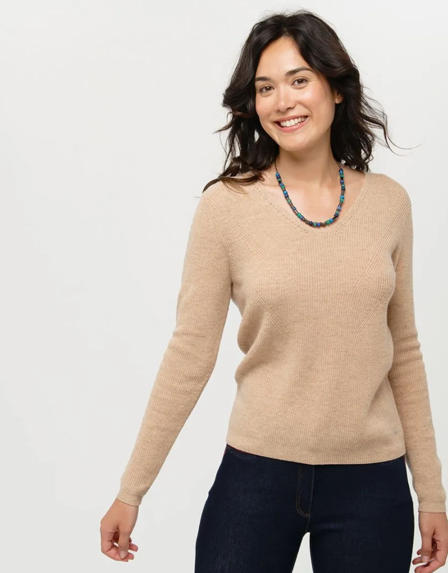 Christine Laure Pulls|Maille*Pull brun laine cachemire