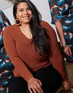 Christine Laure Pulls|Maille*Pull brun maille ajourée