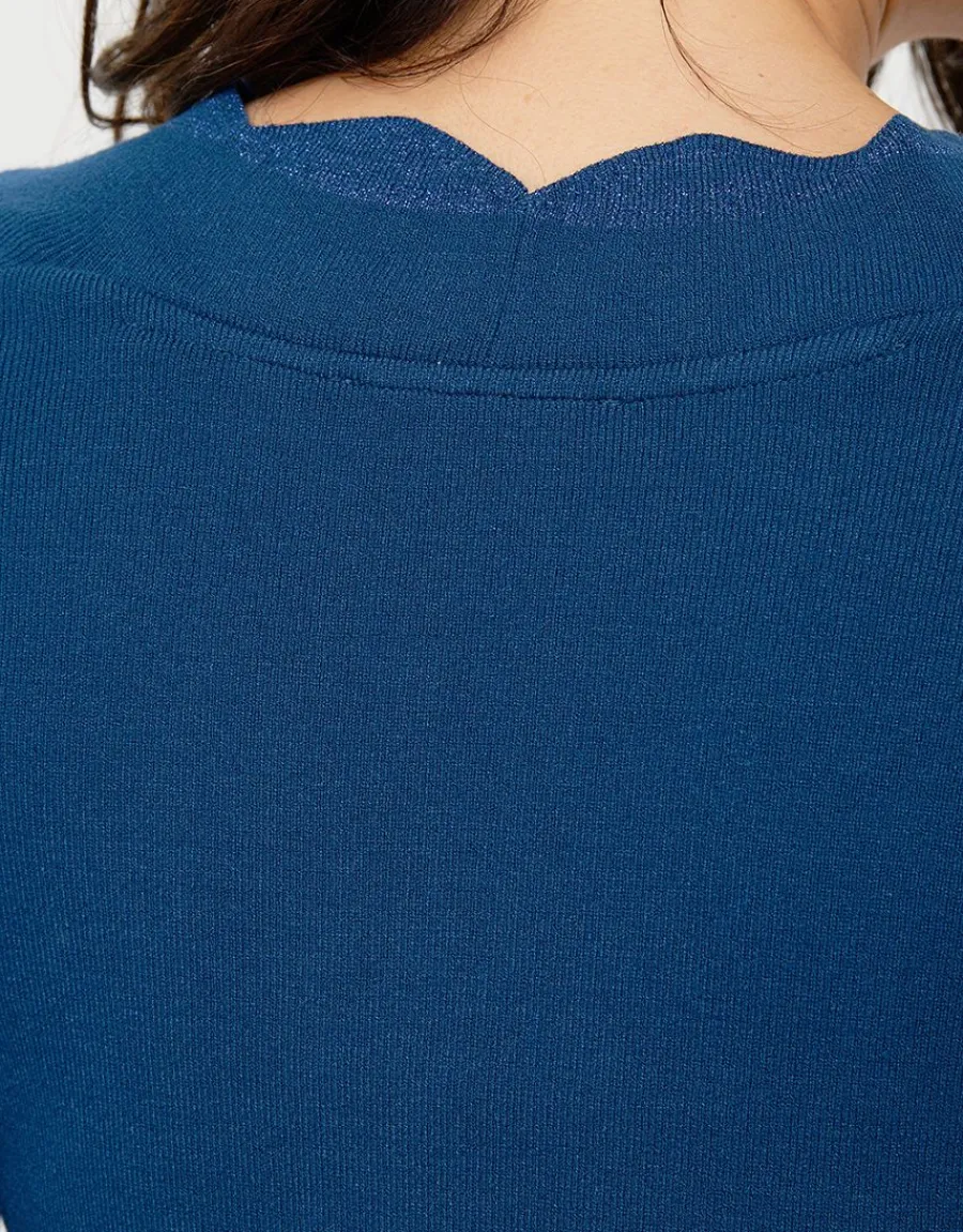 Christine Laure Pulls|Maille*Pull cache-coeur bleu