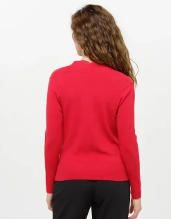 Christine Laure Pulls|Maille*Pull cache-coeur rouge