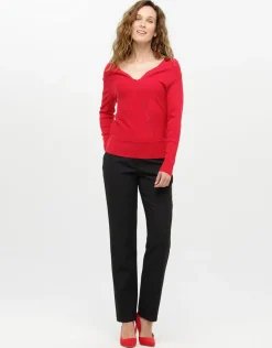 Christine Laure Pulls|Maille*Pull cache-coeur rouge