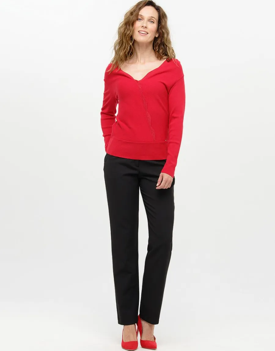 Christine Laure Pulls|Maille*Pull cache-coeur rouge