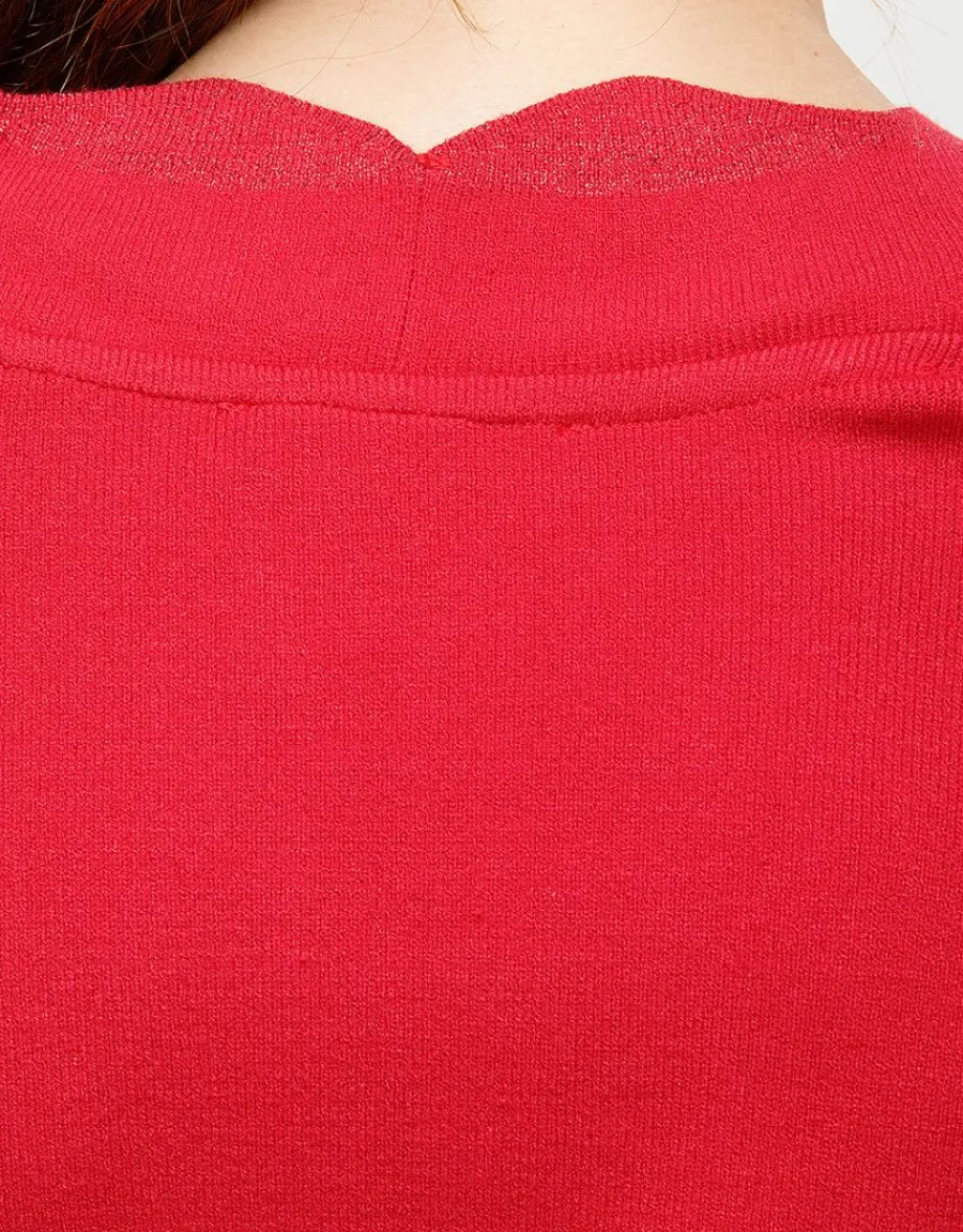 Christine Laure Pulls|Maille*Pull cache-coeur rouge