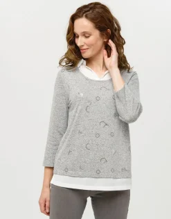 Christine Laure Pulls|Maille*Pull chemisier 2en1 gris