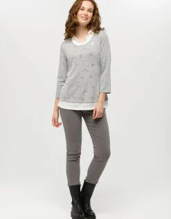 Christine Laure Pulls|Maille*Pull chemisier 2en1 gris