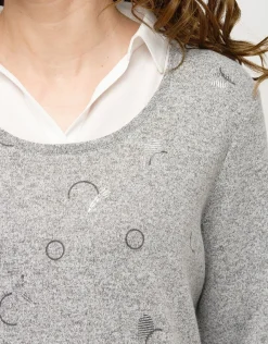 Christine Laure Pulls|Maille*Pull chemisier 2en1 gris