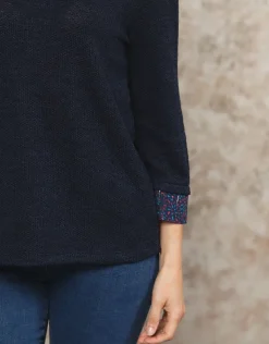 Christine Laure Pulls|Maille*Pull chemisier marine