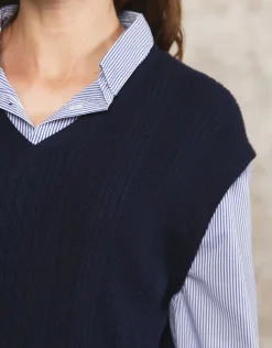 Christine Laure Pulls|Maille*Pull chemisier marine