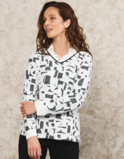 Christine Laure Pulls|Maille*Pull chemisier noir blanc