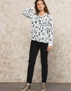 Christine Laure Pulls|Maille*Pull chemisier noir blanc