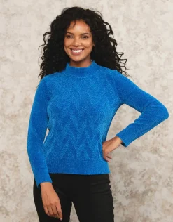 Christine Laure Pulls|Maille*Pull chenille bleu roi