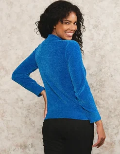 Christine Laure Pulls|Maille*Pull chenille bleu roi