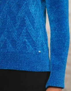 Christine Laure Pulls|Maille*Pull chenille bleu roi