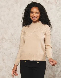 Christine Laure Pulls|Maille*Pull col montant beige
