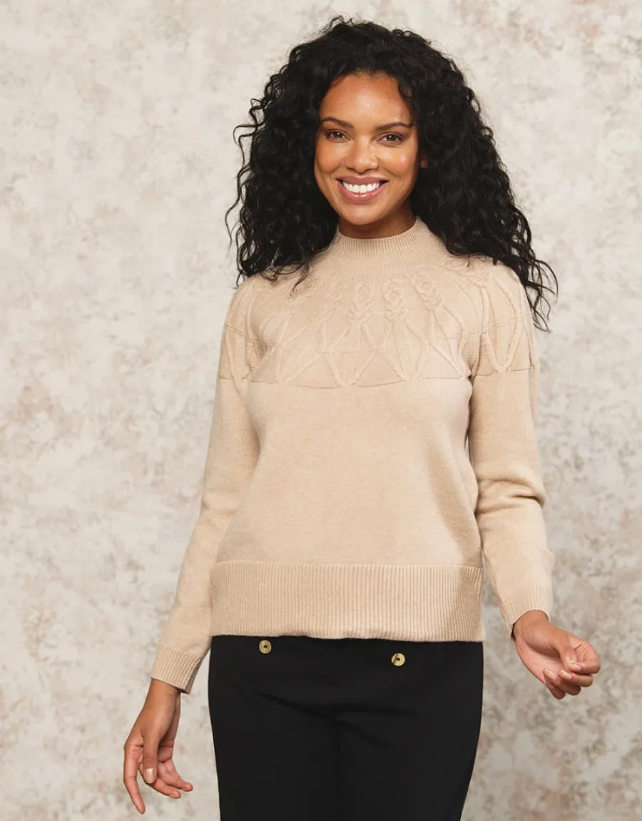 Christine Laure Pulls|Maille*Pull col montant beige