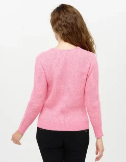 Christine Laure Pulls|Maille*Pull col V rose