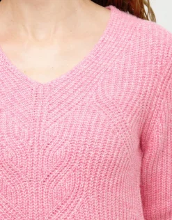 Christine Laure Pulls|Maille*Pull col V rose