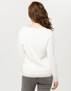 Christine Laure Pulls|Maille*Pull écru col irisé