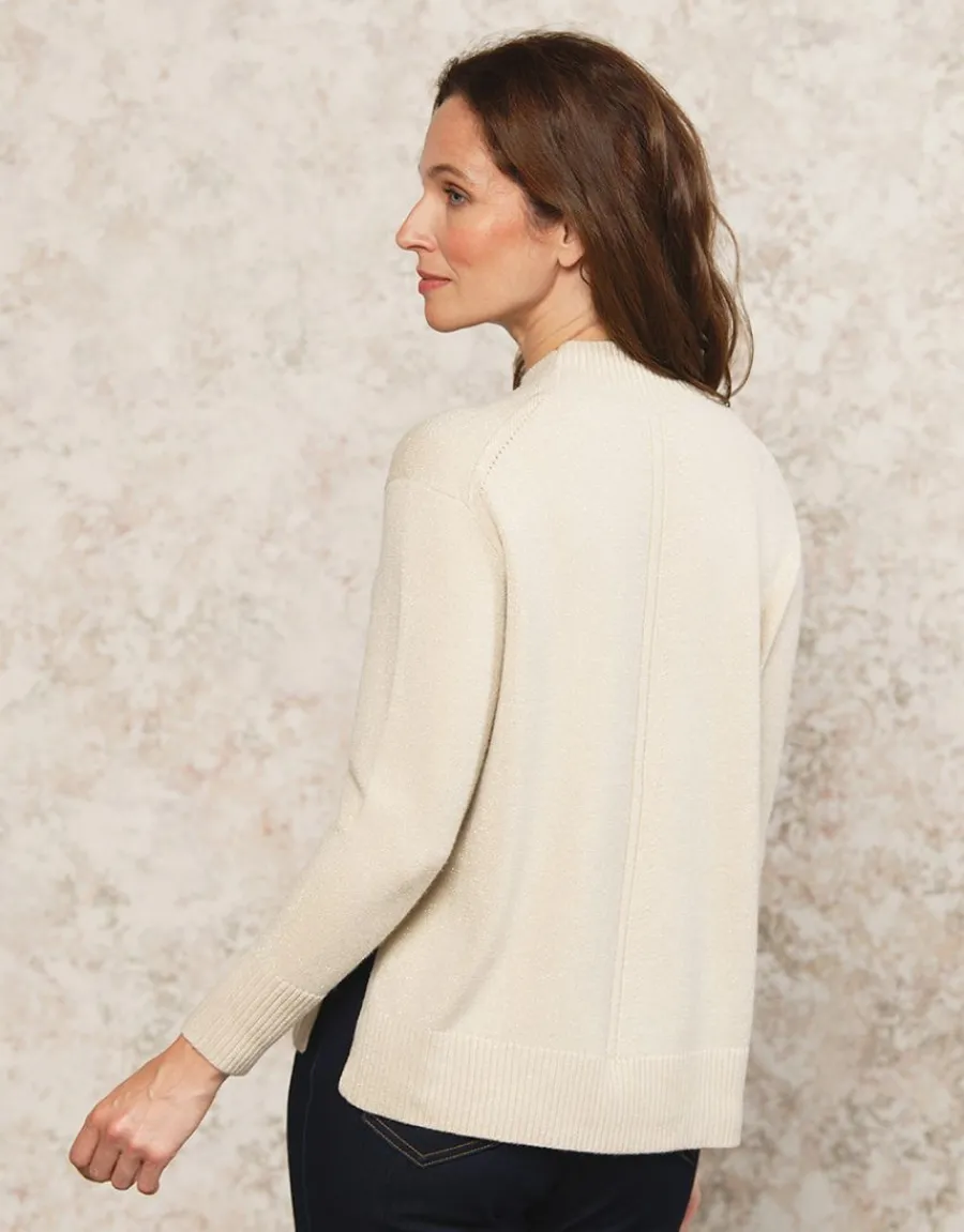 Christine Laure Pulls|Maille*Pull écru col montant