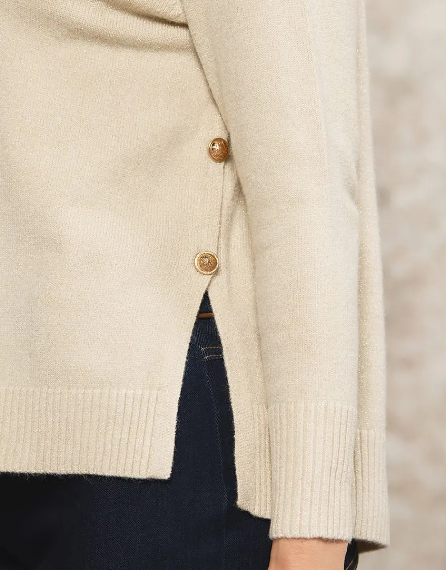 Christine Laure Pulls|Maille*Pull écru col montant