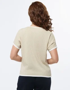 Christine Laure Pulls|Maille*Pull doré manche courte