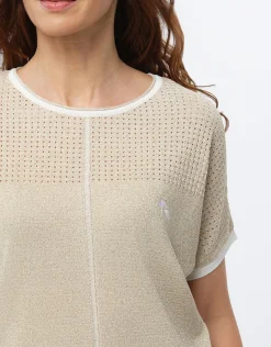Christine Laure Pulls|Maille*Pull doré manche courte