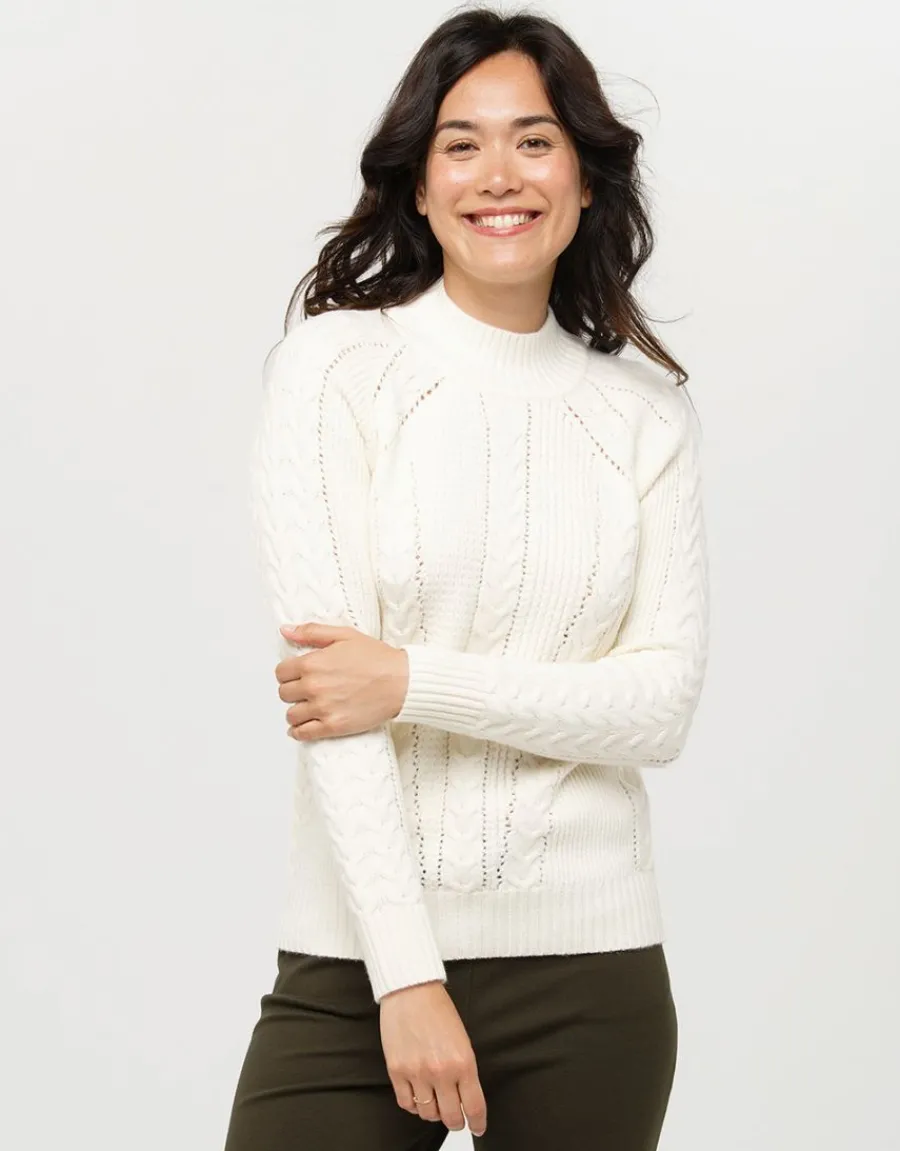 Christine Laure Pulls|Maille*Pull doux écru torsades