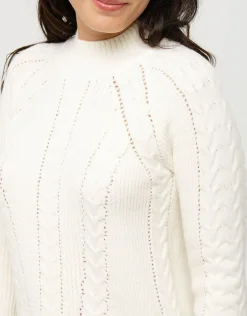 Christine Laure Pulls|Maille*Pull doux écru torsades