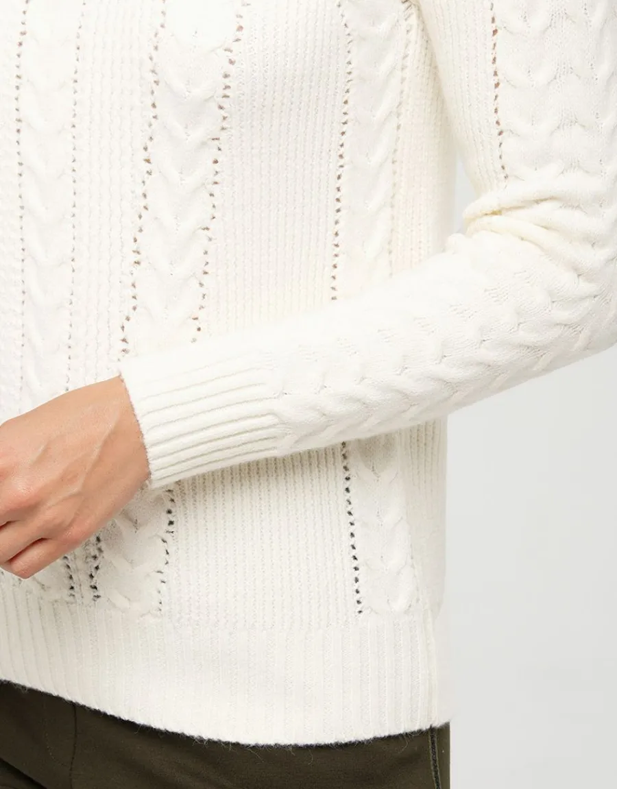 Christine Laure Pulls|Maille*Pull doux écru torsades