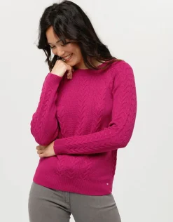 Christine Laure Pulls|Maille*Pull doux prune torsades