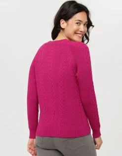 Christine Laure Pulls|Maille*Pull doux prune torsades