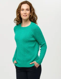 Christine Laure Pulls|Maille*Pull doux vert torsades