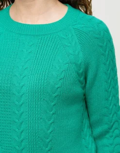Christine Laure Pulls|Maille*Pull doux vert torsades