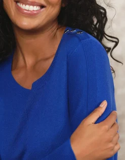 Christine Laure Pulls|Maille*Pull fin bleu roi