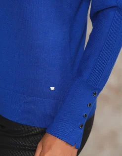 Christine Laure Pulls|Maille*Pull fin bleu roi