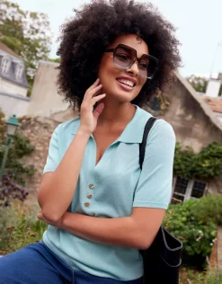 Christine Laure Pulls|Maille*Pull fin brillant bleu