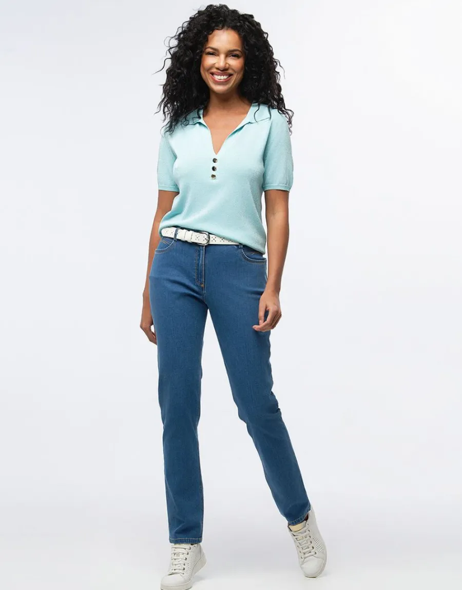 Christine Laure Pulls|Maille*Pull fin brillant bleu