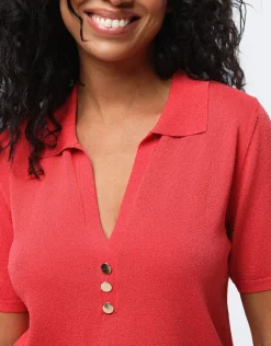 Christine Laure Pulls|Maille*Pull fin brillant corail