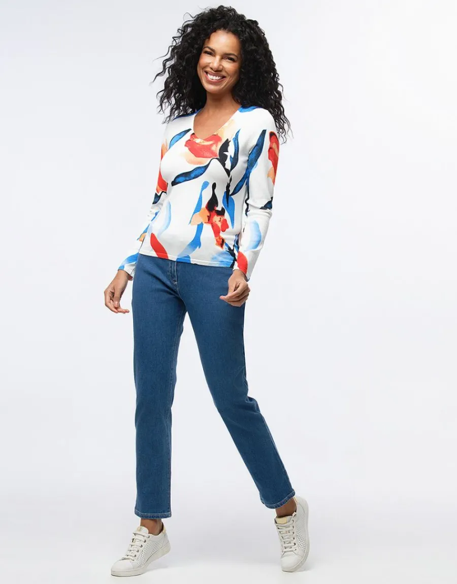 Christine Laure Pulls|Maille*Pull fin imprimé fleuri