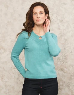 Christine Laure Pulls|Maille*Pull fin laine vert