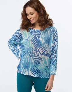 Christine Laure Pulls|Maille*Pull fin motif bleu