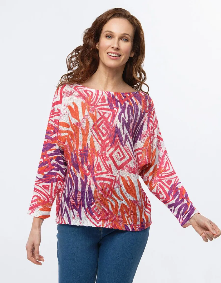 Christine Laure Pulls|Maille*Pull fin motif rose