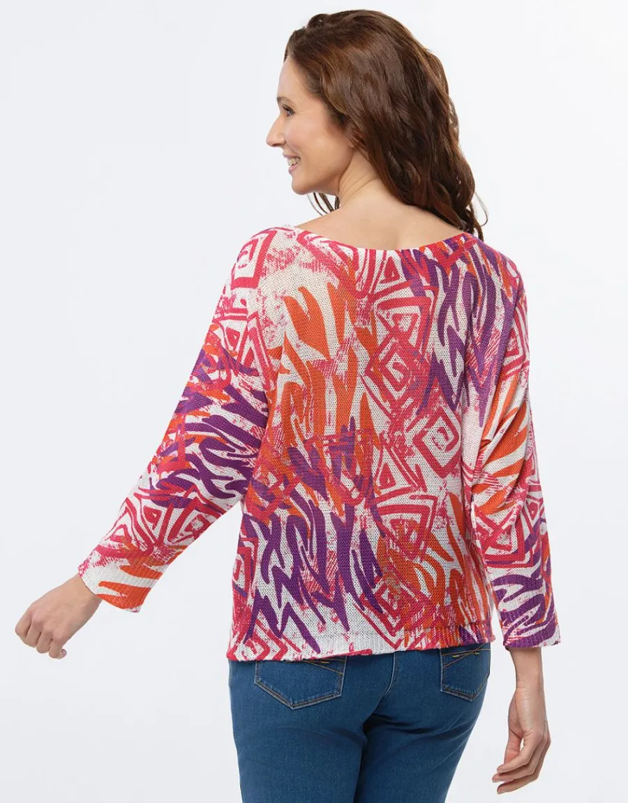 Christine Laure Pulls|Maille*Pull fin motif rose