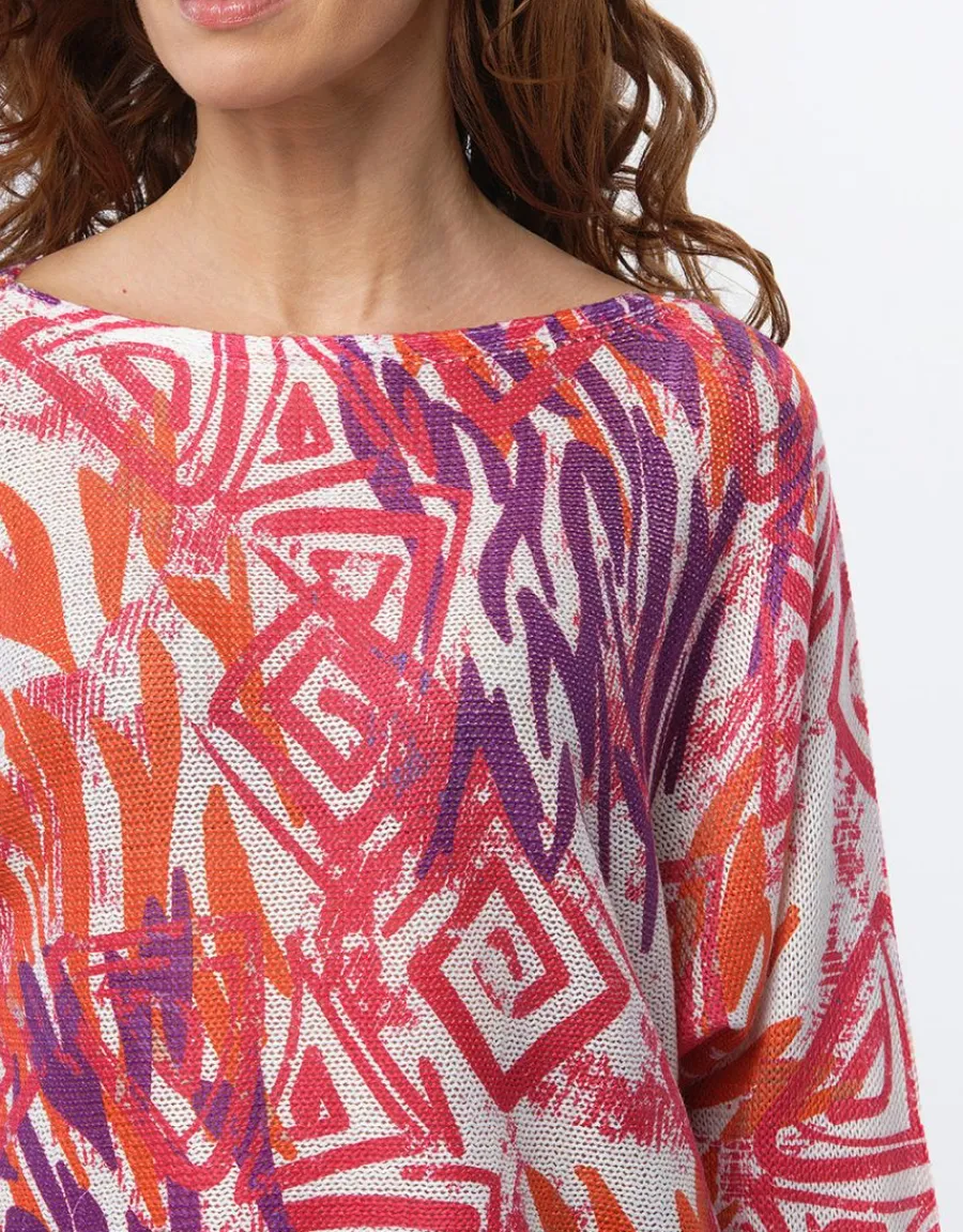 Christine Laure Pulls|Maille*Pull fin motif rose