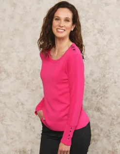 Christine Laure Pulls|Maille*Pull fin rose fushia