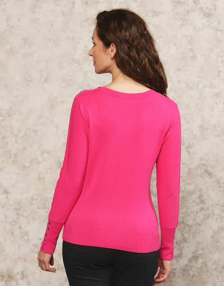 Christine Laure Pulls|Maille*Pull fin rose fushia