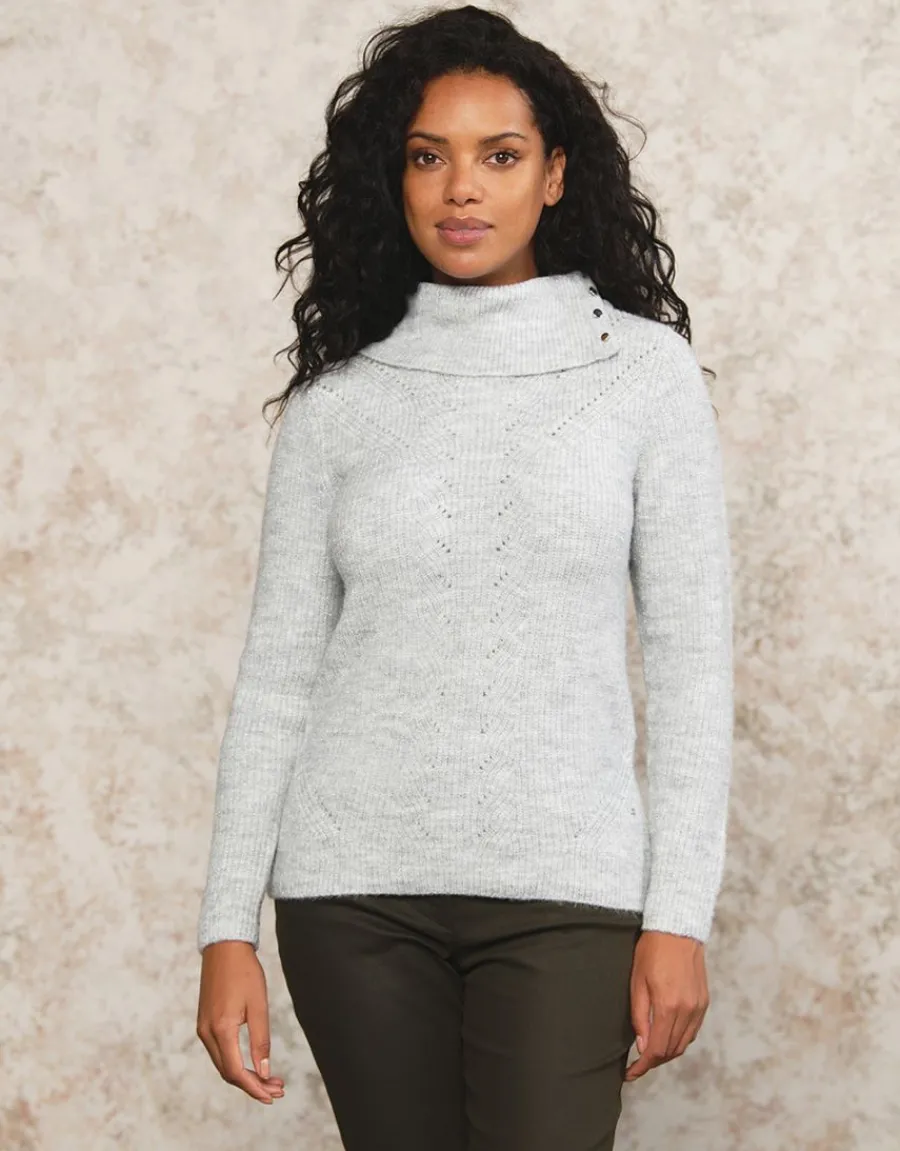 Christine Laure Pulls|Maille*Pull gris col montant