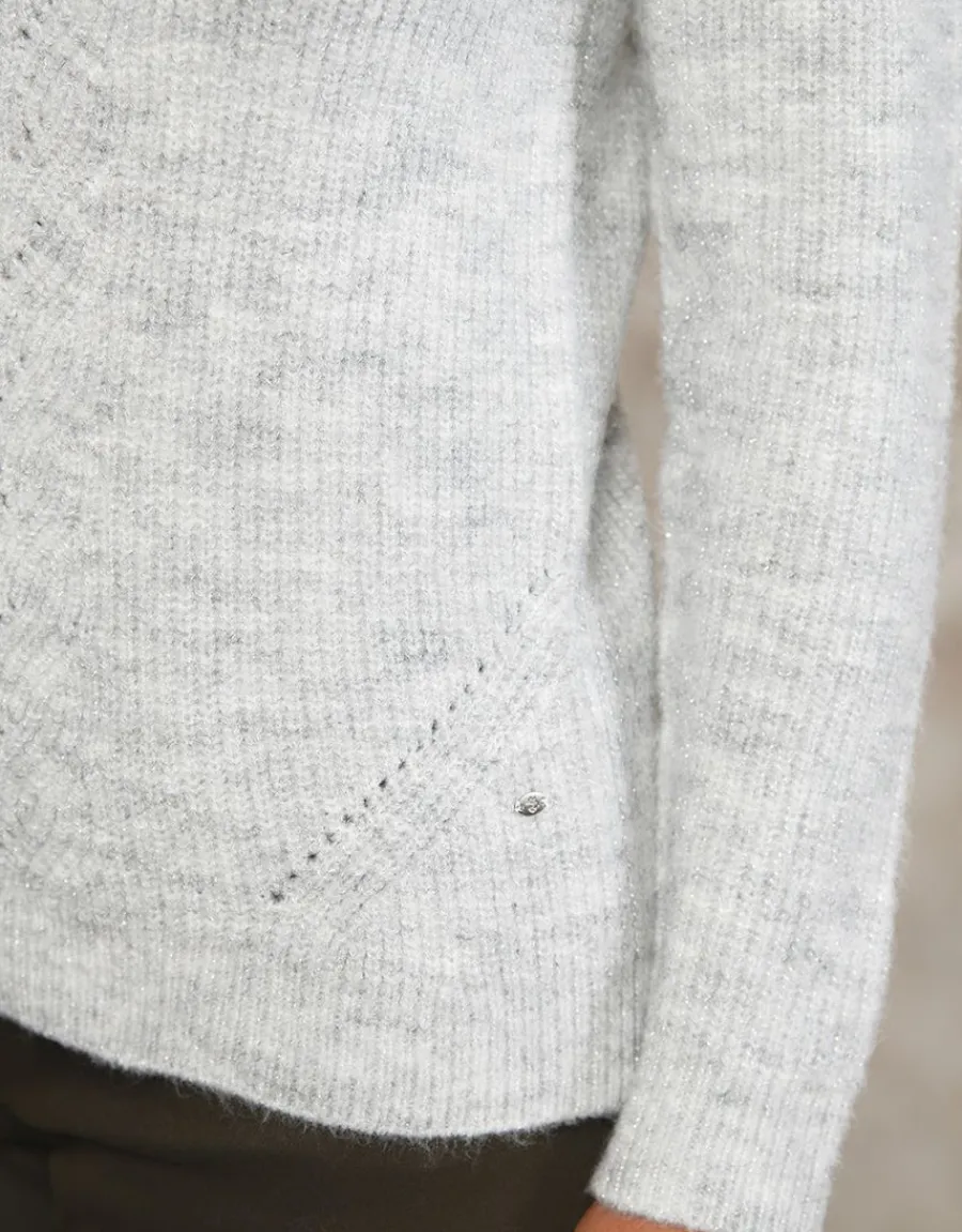 Christine Laure Pulls|Maille*Pull gris col montant